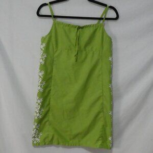 B.U.M. EQUIPMENT size 16 Green Floral Mini Dress With Spaghetti Straps Zip Back